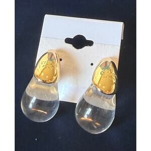 CELINE Paris Vintage Gold in Glass Teardrop Earrings